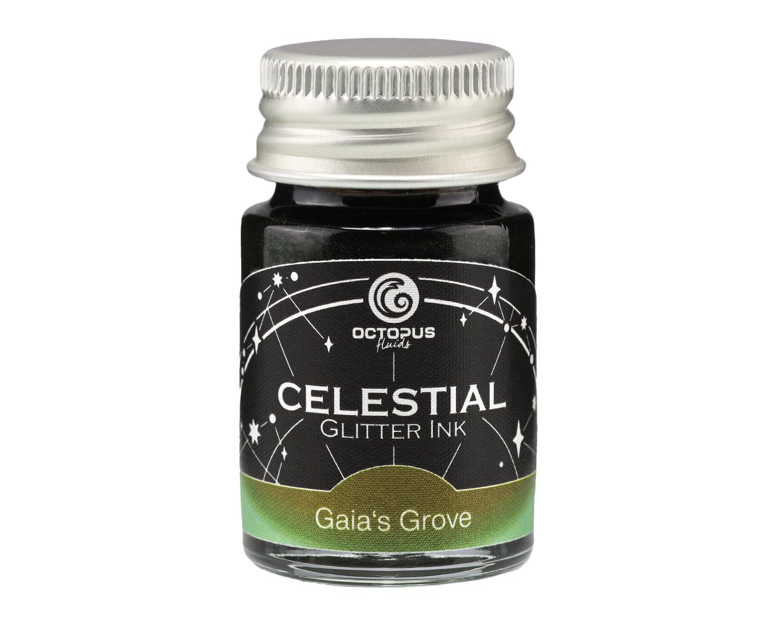 Octopus Gaia's Grove Shimmer Green Ink for Fountain Pen - Glitter Ink - Celestial Collection - Inkwell 10ml