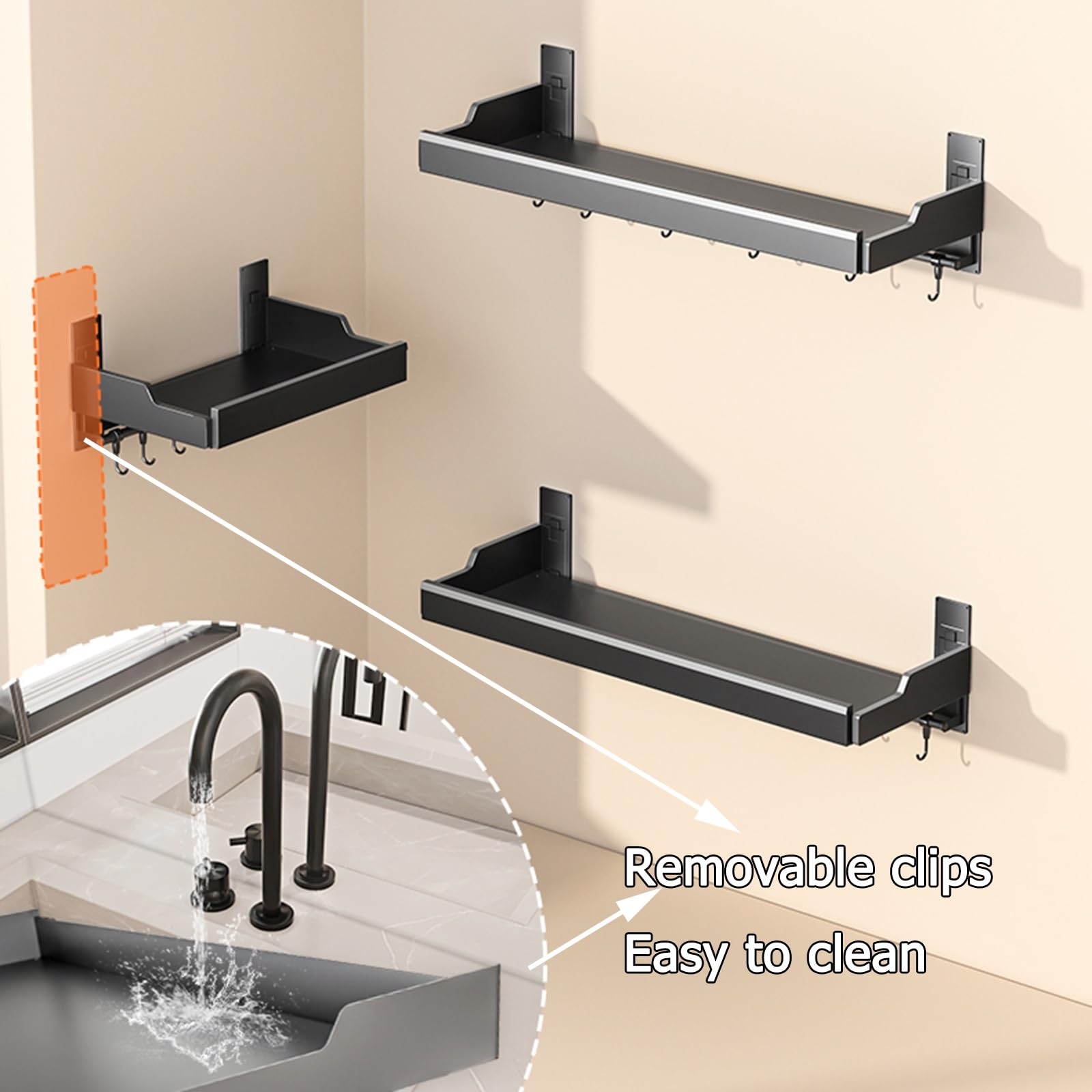 HJXGQJM Soportes para Armario De Cocina De Pared, Soporte para Frascos De Especias para Horno Microondas, con 6 Ganchos, Estante para Guardar Vajilla De Cocina Estante de Microondas(35x70cm)