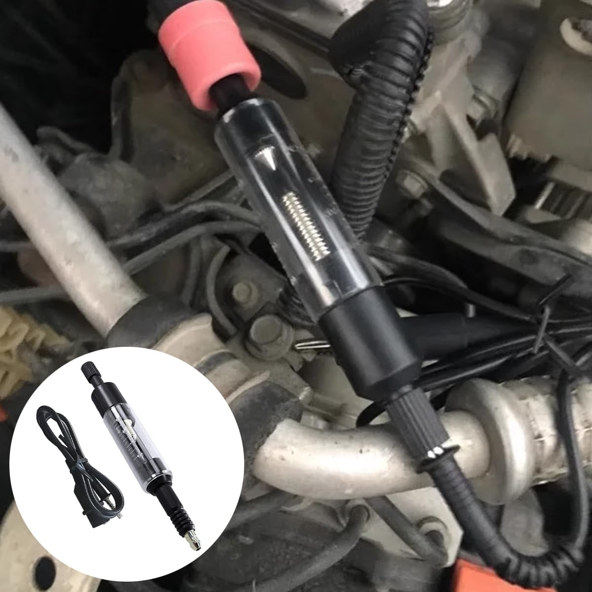 CGEAMDY Tester per Candele, Tester Regolabile per Bobine Di Accensione, Tester Di Accensione, Sistema Di Accensione Rilevatore Diagnostico Bobina Strumento, Strumenti Riparazione per Auto Moto