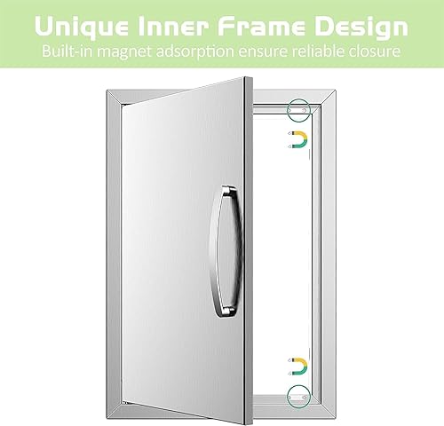 Miniatura 57 de Puertas de cocina para exteriores, 31 pulgadas de ancho x 24 pulgadas de alto, puertas de acceso dobles para barbacoa, acero inoxidable 304