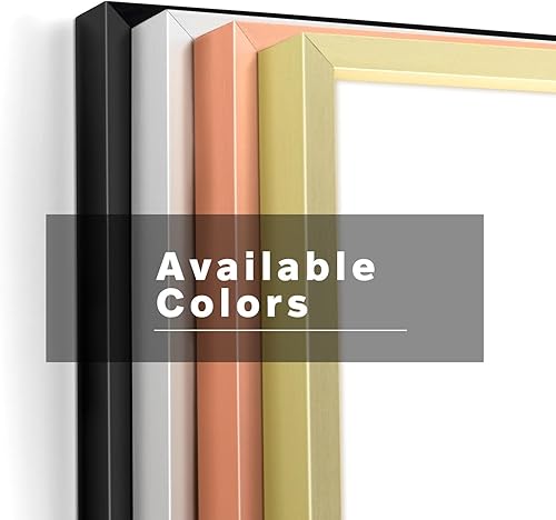 Vista 18 de Frametory - Colección de marcos de metal para fotos, marco de aluminio para fotos con alfombrilla de color marfil y cristal real Dorado