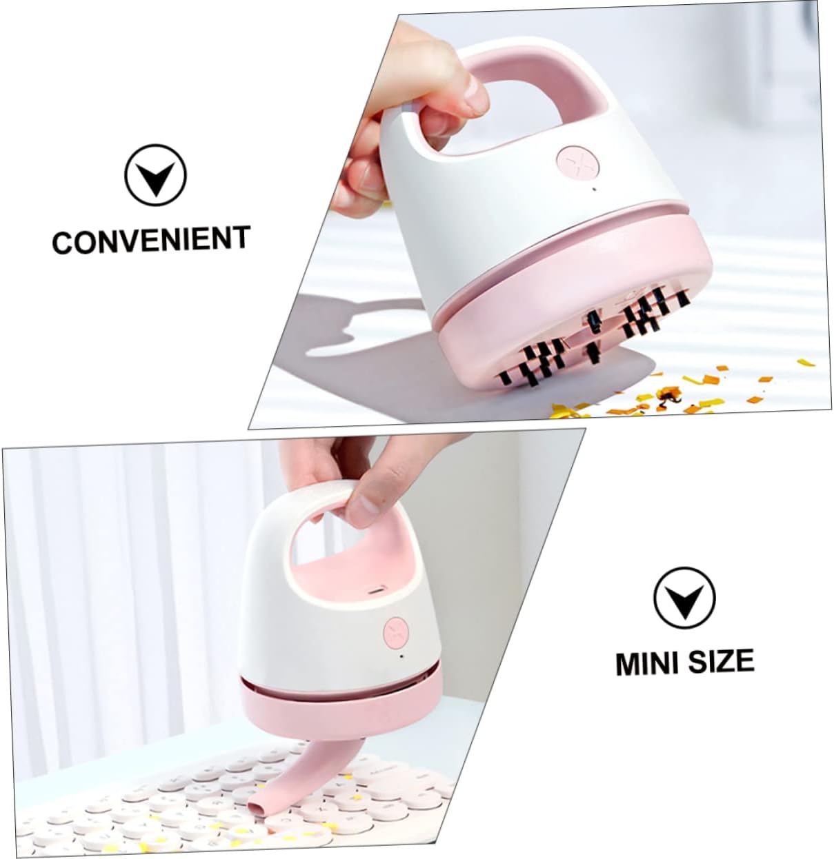 SOLUSTRE Portable USB Charging Desktop Vacuum Cleaner Compact Dust Collector for Home Office School Car for Crumbs Dust Lint and Pet Hair Cleanup