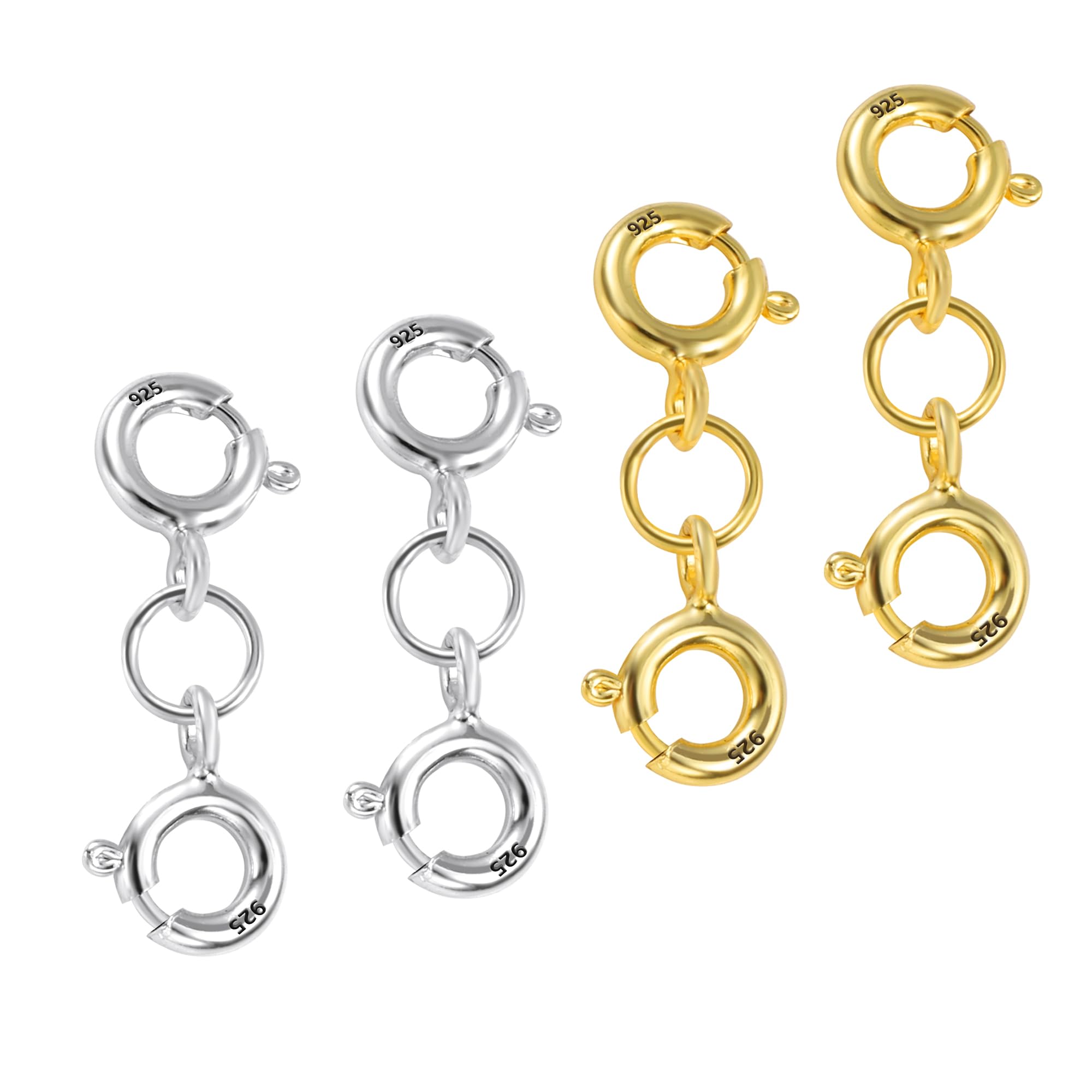 Kcctoo Halskettenverschlüsse 4 Stück – Gold & Silber, Ca. 0,9 Cm Durchmesser, Für DIY-Schmuck, Armbänder, Ketten