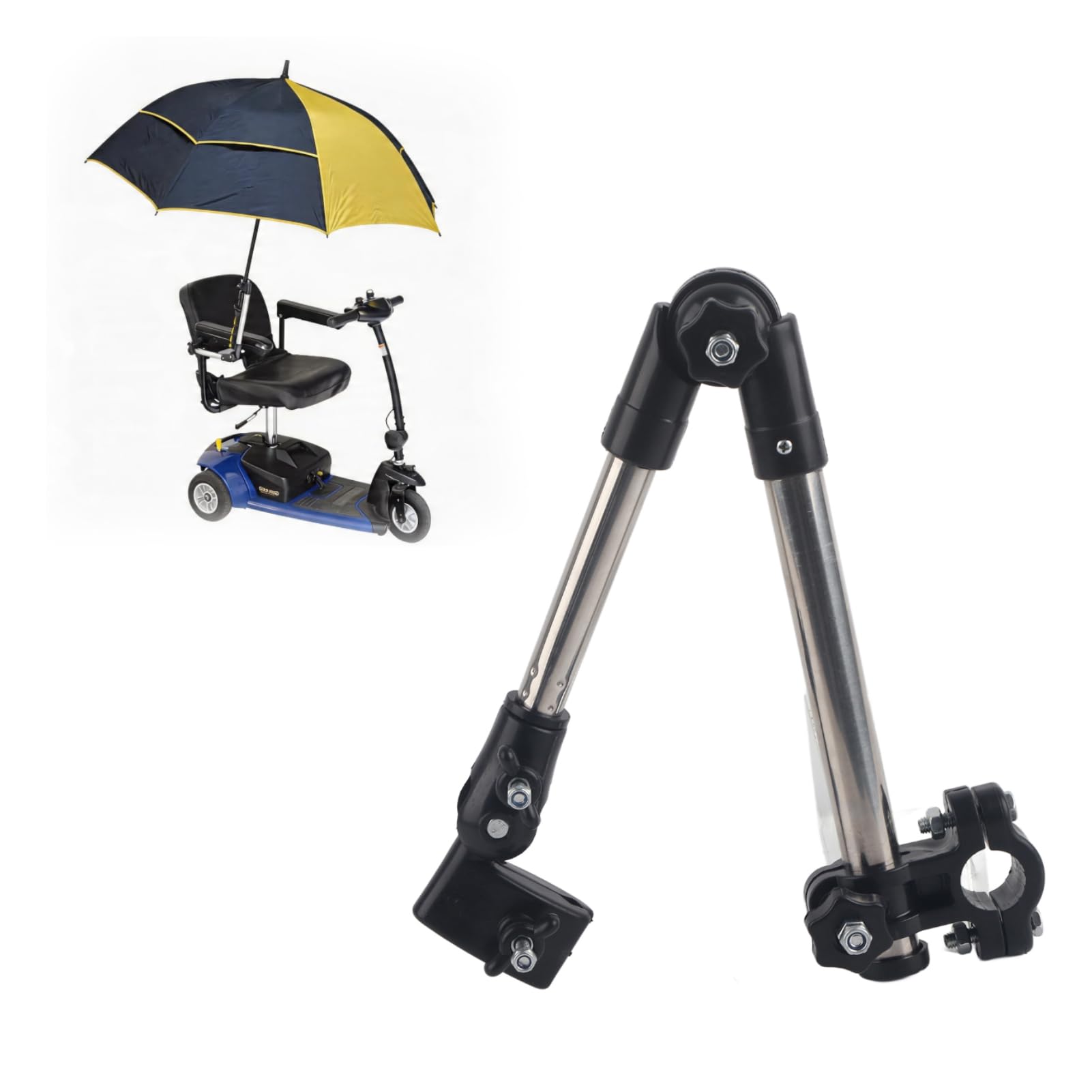 Soporte de Paraguas Telescópico 360° Ajustable Negro para Bicicleta