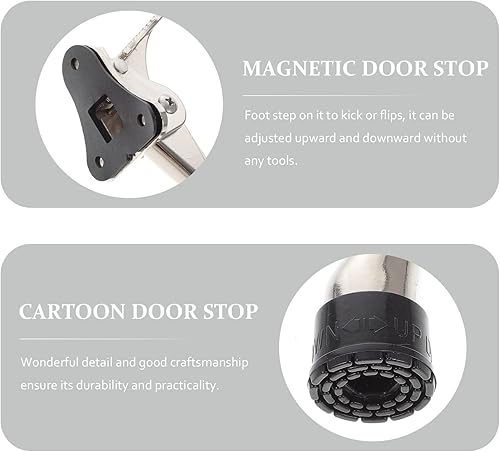 Miniatura 6 de Angoily 2 protectores de seguridad y pin, topes de puerta de patada de un solo toque, paradas de bronce de pie anchos, semiautomáticos, fáciles de