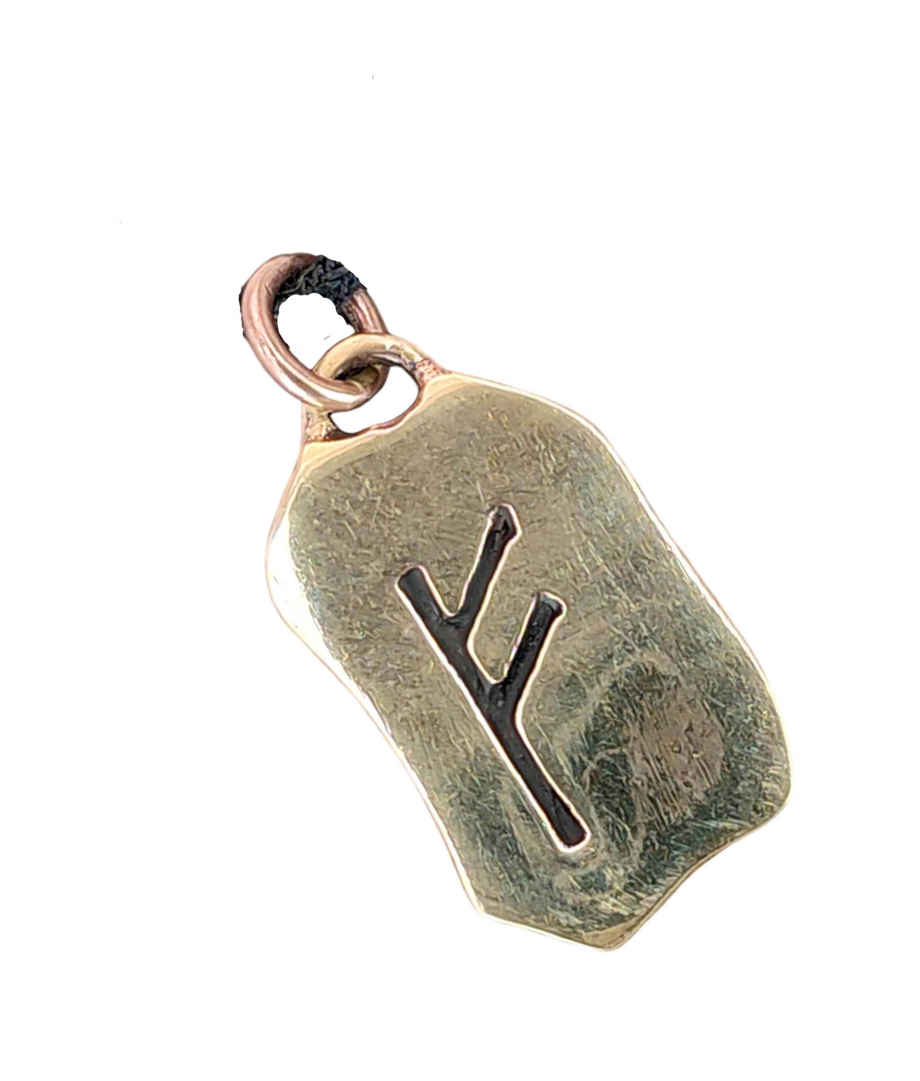 Kiss of Leather Colgante Fehu runas de bronce n° 87, Bronce
