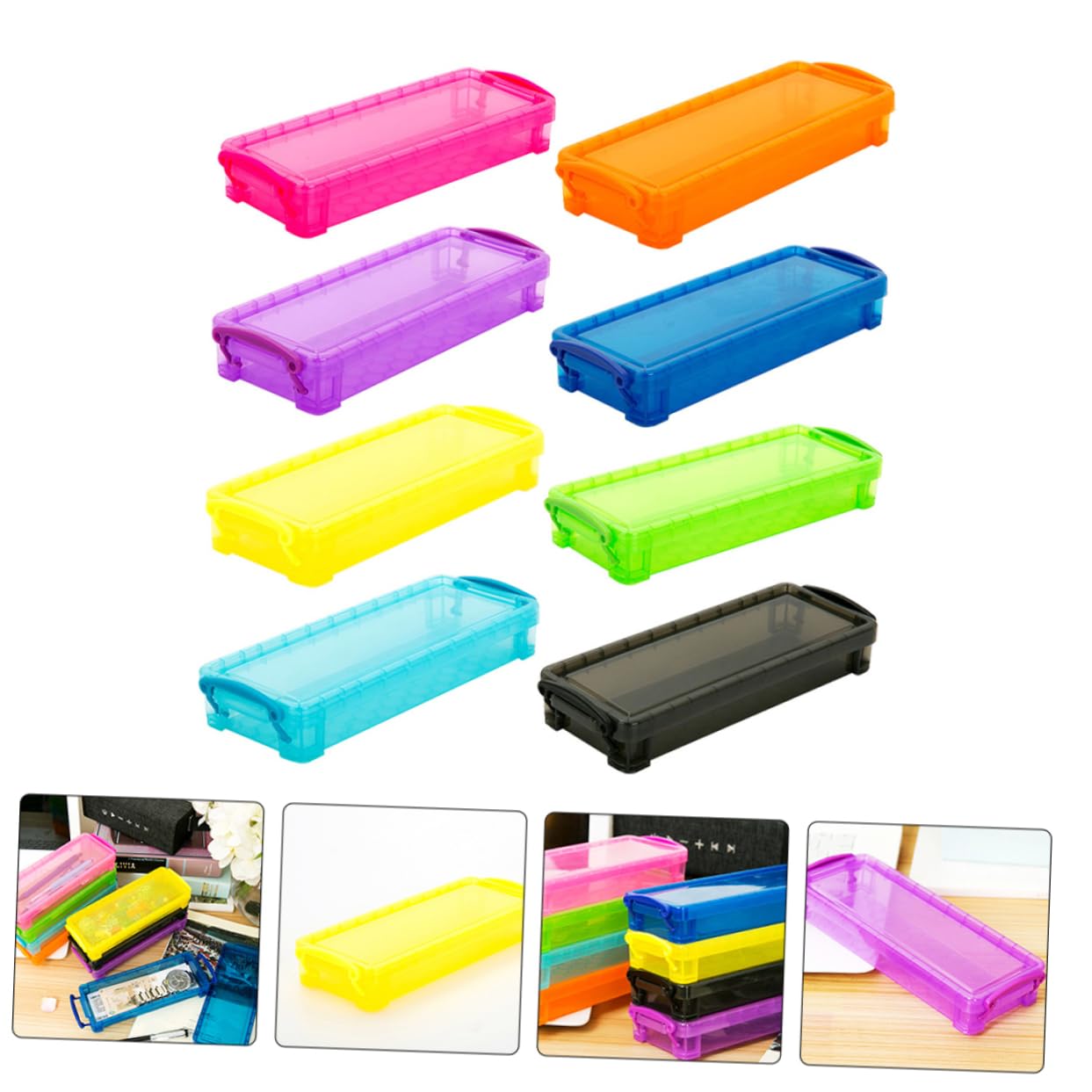 Scatola Portaoggetti Trasparente Per Cancelleria Astuccio Portapenne in Plastica Leggero Organizer Per Matite E Penne Da Ufficio E Casa