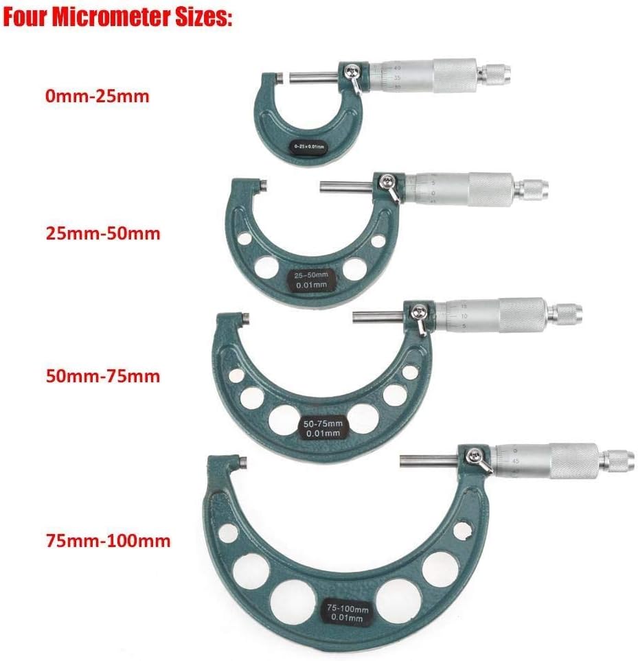 Maxmartt Outside Caliper,Metric Outside Micrometers Thickness Gauge Measuring Calipers with Case