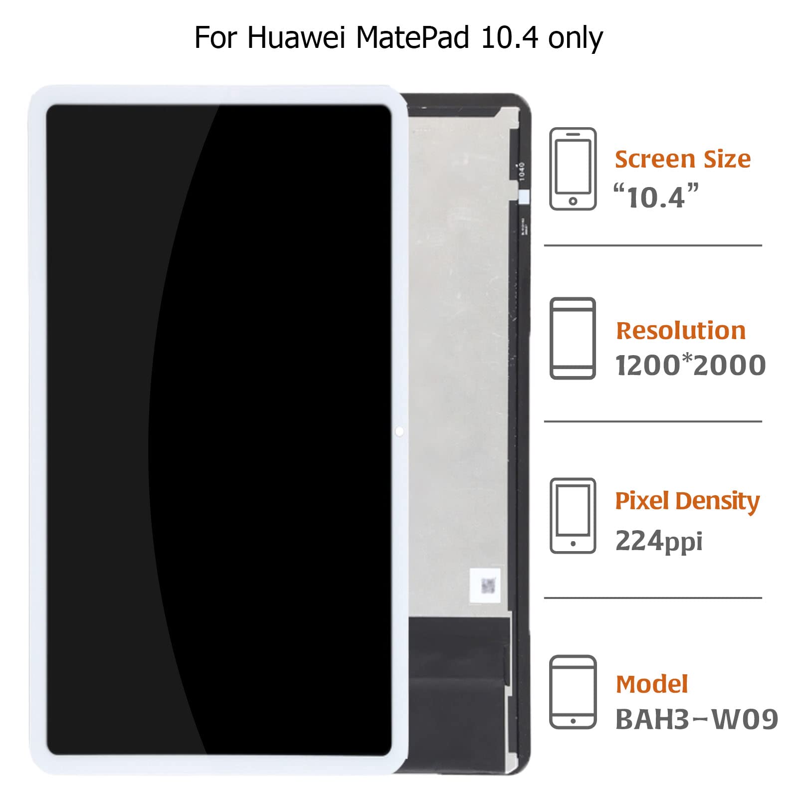A-MIND for Huawei MatePad 10.4 2020 Wi-Fi LCD Display Screen Replacement BAH3-L09 BAH3-W09 BAH3-AL00 Touch Digitizer Full Assembly with Repair Tool Kits(White)