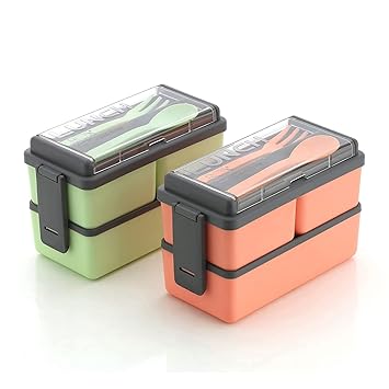 Lunch Box | All-in-One Lunch Containers with Removable Compartments |3 Layers Stackable Bento Lunch Box | Leak Proof | Microwave Safe | Lunch Box for Office,School | Multicolor | Set of 1