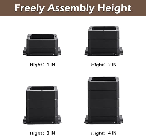 Miniatura 3 de LUCKYQTQH Elevadores de muebles ajustables resistentes, elevadores de muebles de 1 pulgada resistentes, juego de 8 elevadores de muebles, elevador