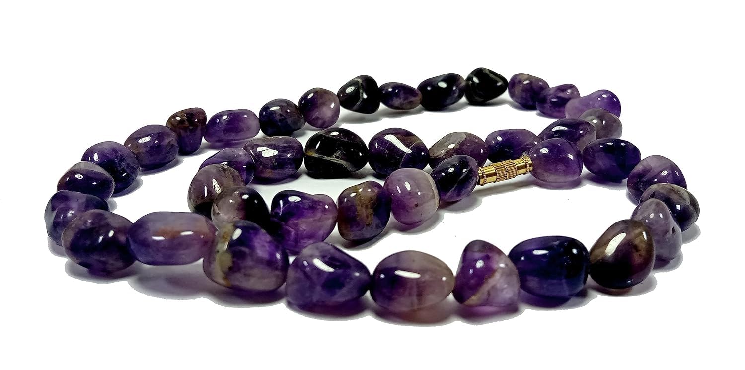 Amethyst Tumbled Necklace Mala,Amethyst Gemstone Beads Necklace for Women and Girls-Purple (B0CKXSTCHL) Amazon Price History, Amazon Price Tracker