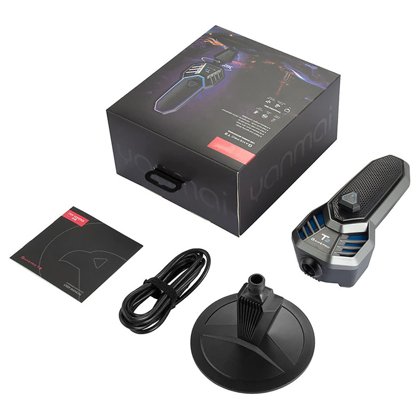 Microfono a Condensatore RGB, Microfono Con Supporto Cardioide USB Da Gioco Con Fantastica Illuminazione RGB, Regolazione Della Rotazione a 360° Per Giochi/streaming/registrazione