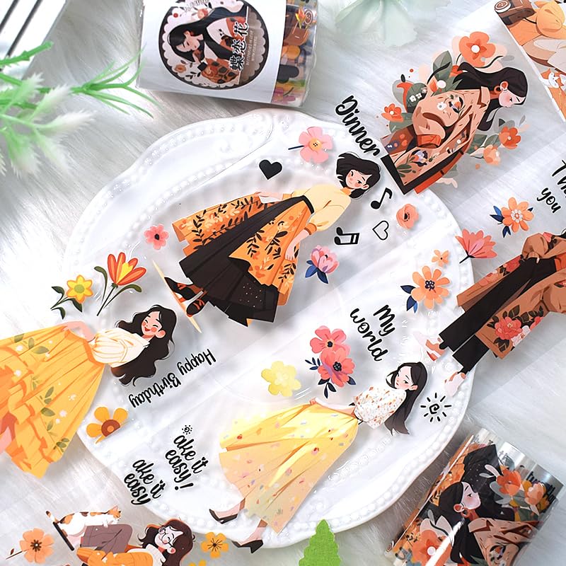 Image of New Popular PET Tape Modern Girls Collage Glossy Washi Tape for Decoration Small Fresh Flower Materials (90729)