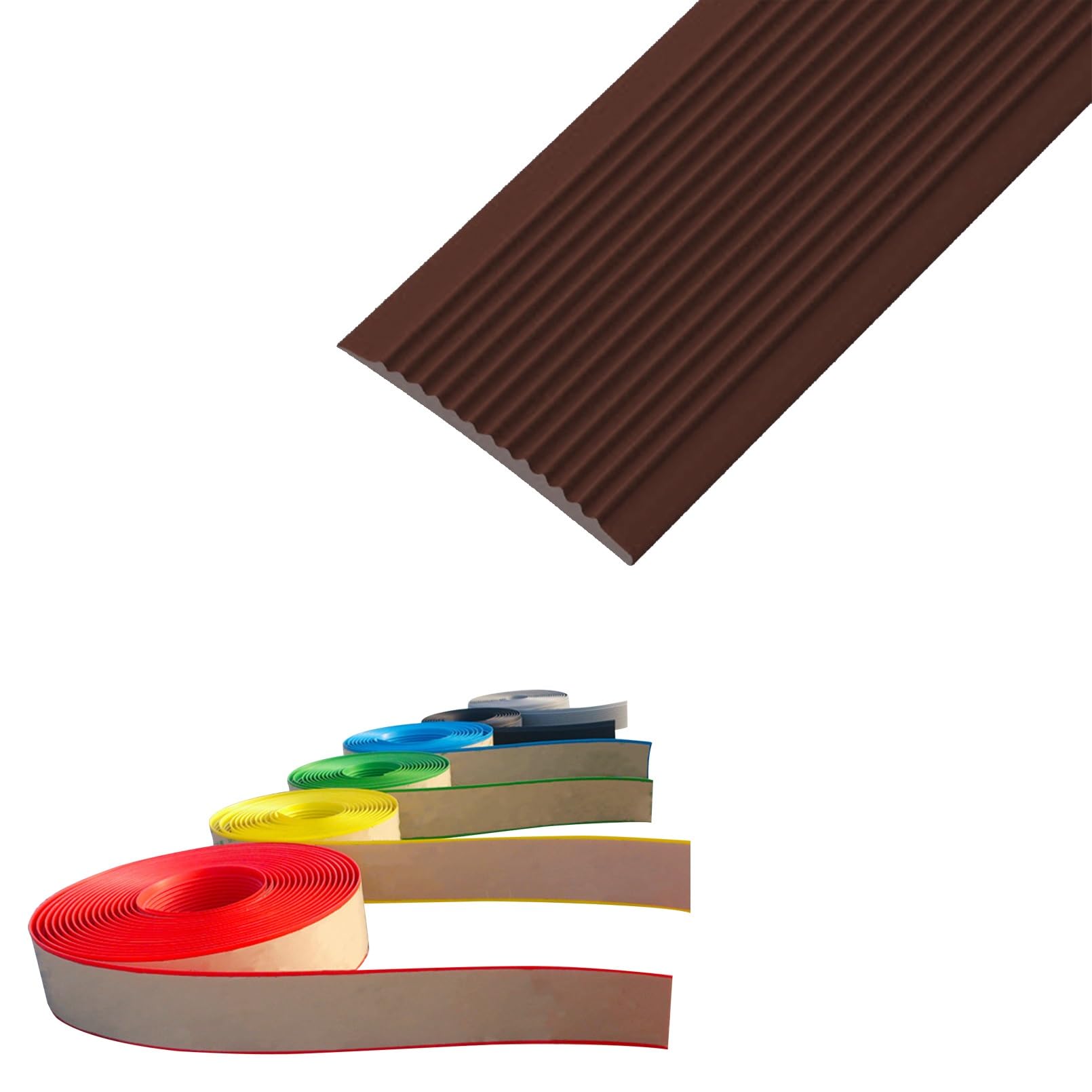 Tiras Antideslizantes Para Peldaños de Bordes de Escaleras, Borde de Escalera de Vinilo Antideslizante, Tiras Antideslizante Para Escalones, Rampas Y Suelos Interiores Y Exteriores(Brown,0.06x10m/0.19