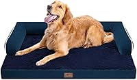 Vista 36 de Cama ortopédica extra grande para perros impermeable: cama de espuma viscoelástica para perros XL y extra grandes, sofá sofá, lavable con funda Azul