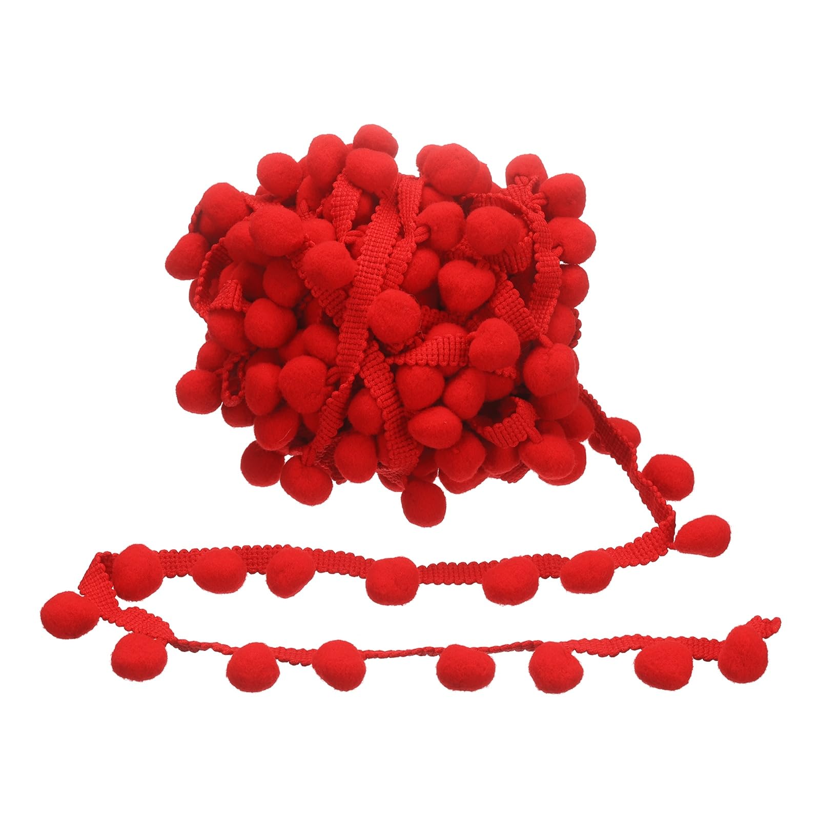 sourcing map 9 Yards Pom Poms Trim 0.59" Wide Pompoms Balls(Red)