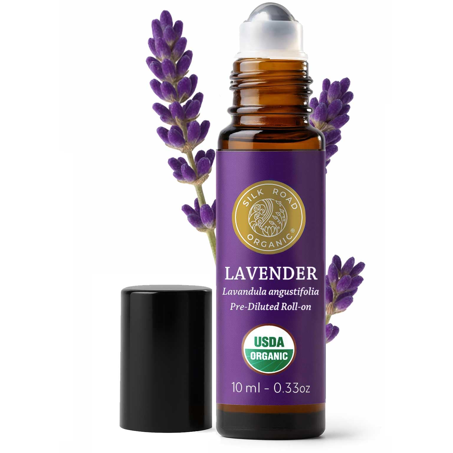 Silk Road Organic Lavender Essential Oil Roll On for Stress Relief, Sleep, Calm & Relaxation | USDA Certified Aromatherapy Roller (10 ml)