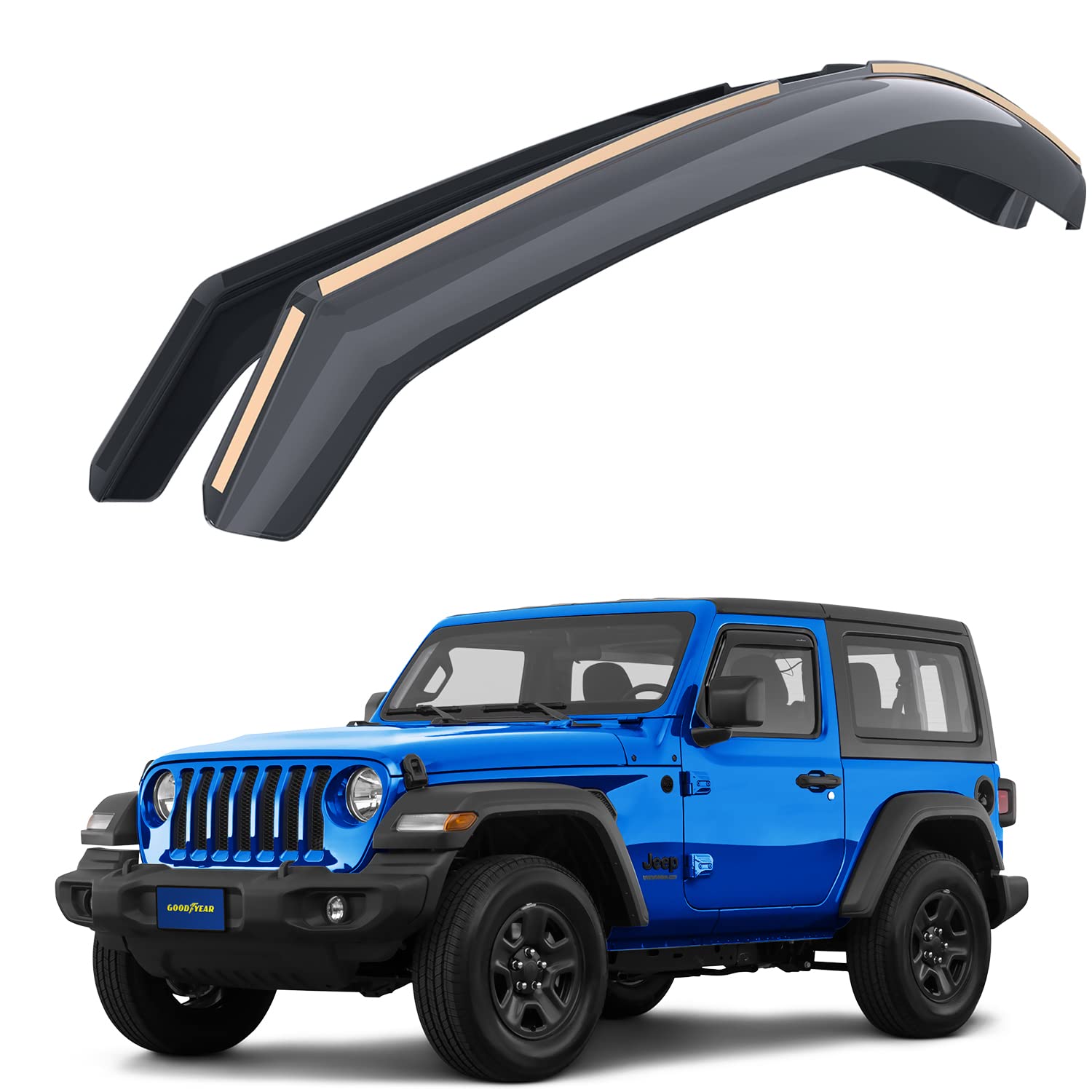 Photo 1 of Goodyear Shatterproof in-Channel Window Deflectors for Jeep Wrangler 2018-2023