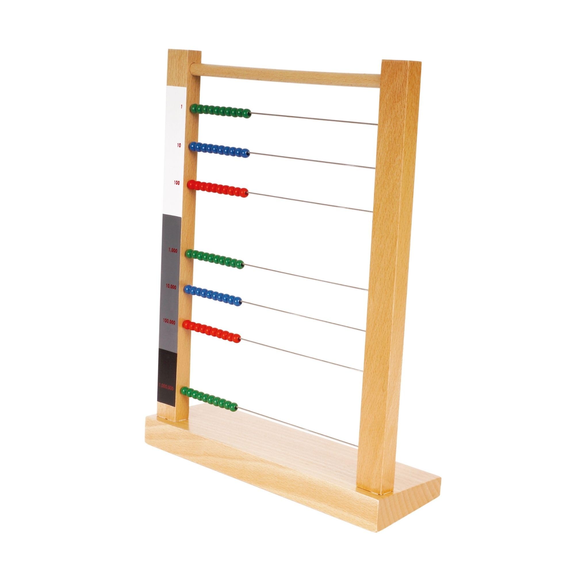 TimeTEX Großer Rechenrahmen Montessori Premium Mathematisches Lerninstrument Rechnen Millionenbereich 26,5x34x7,5 cm