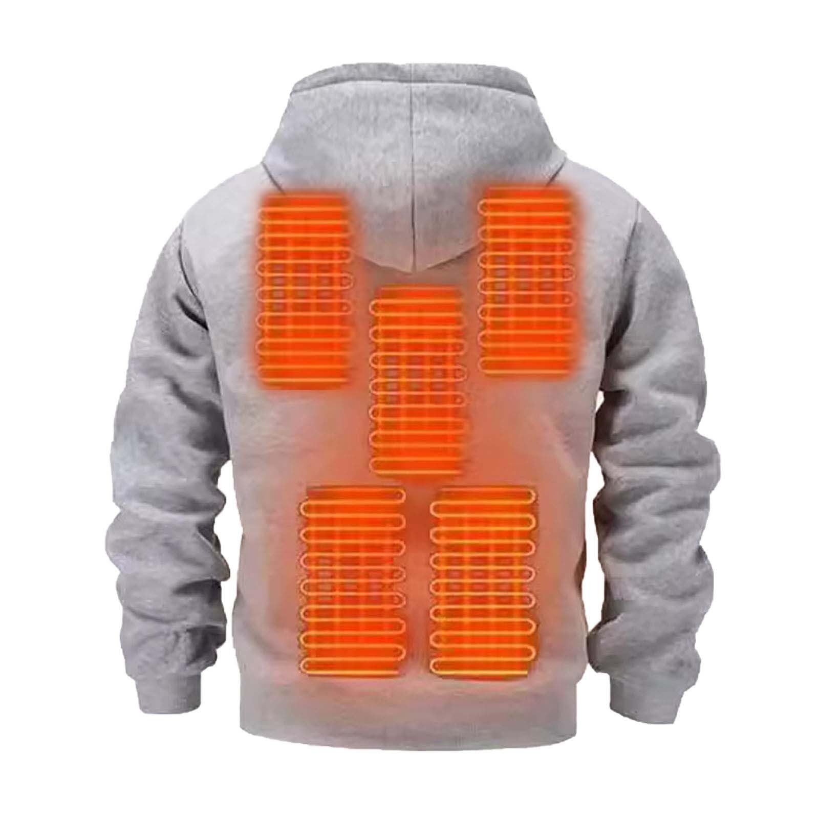 Felpa da uomo calda per le fredde giornate invernali, senza batteria, ideale come abbigliamento per il tempo libero o lo sport, fodera in pile robusto, materiale esterno resistente, taglio classico