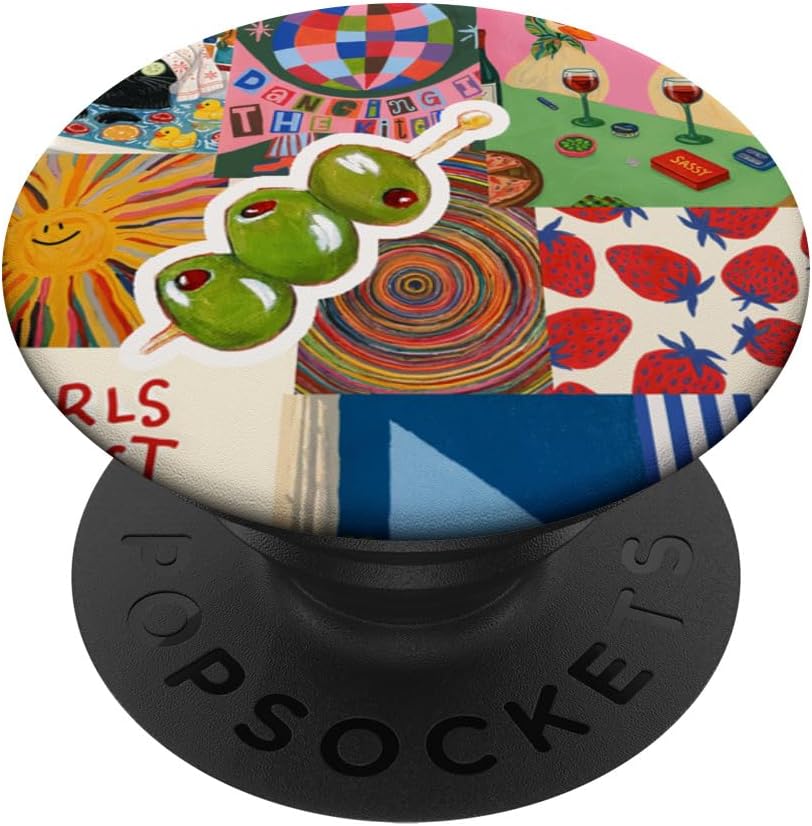 Retro Summer Funny Collage Olive Disco Ball Girls Have Fun PopSockets PopWallet for MagSafe