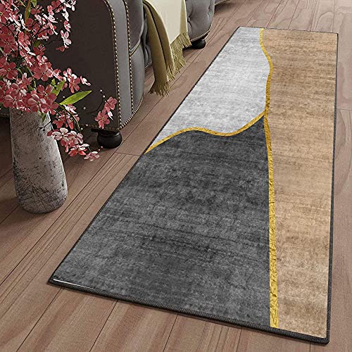 Alfombra gris y amarilla pasillera rectangular para cocina y dormitorio moderno 2