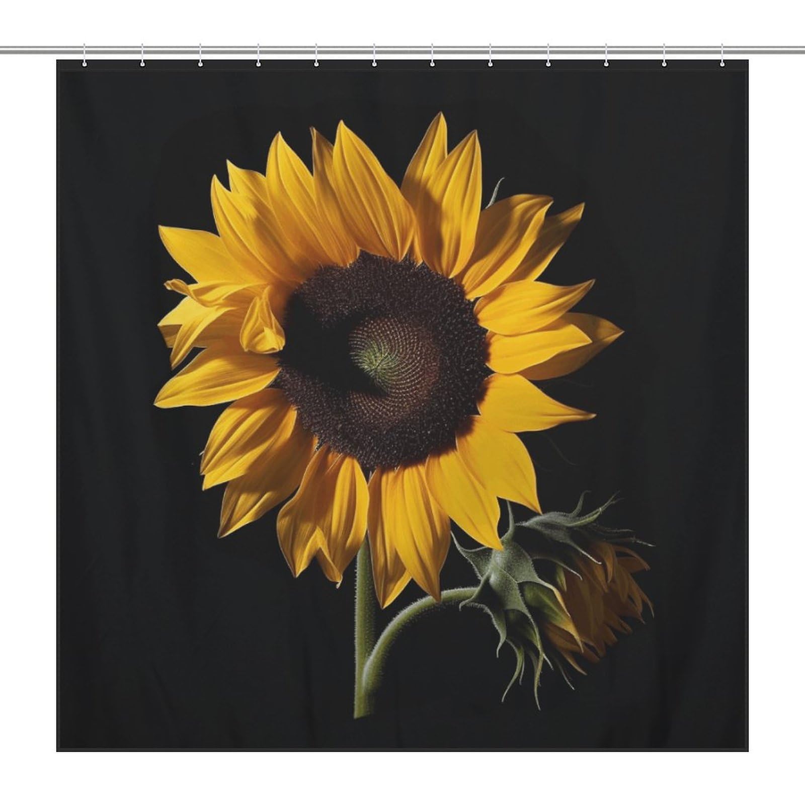 Rideau de douche en polyester imprimé tournesol haute qualité 183cm