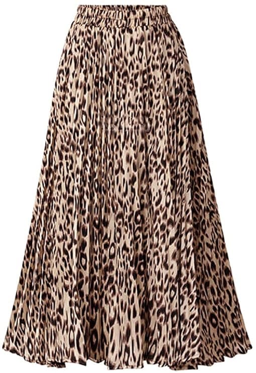Buy AIZA N AIZAL Womens Chic Elastic High Waisted A Line Leopard