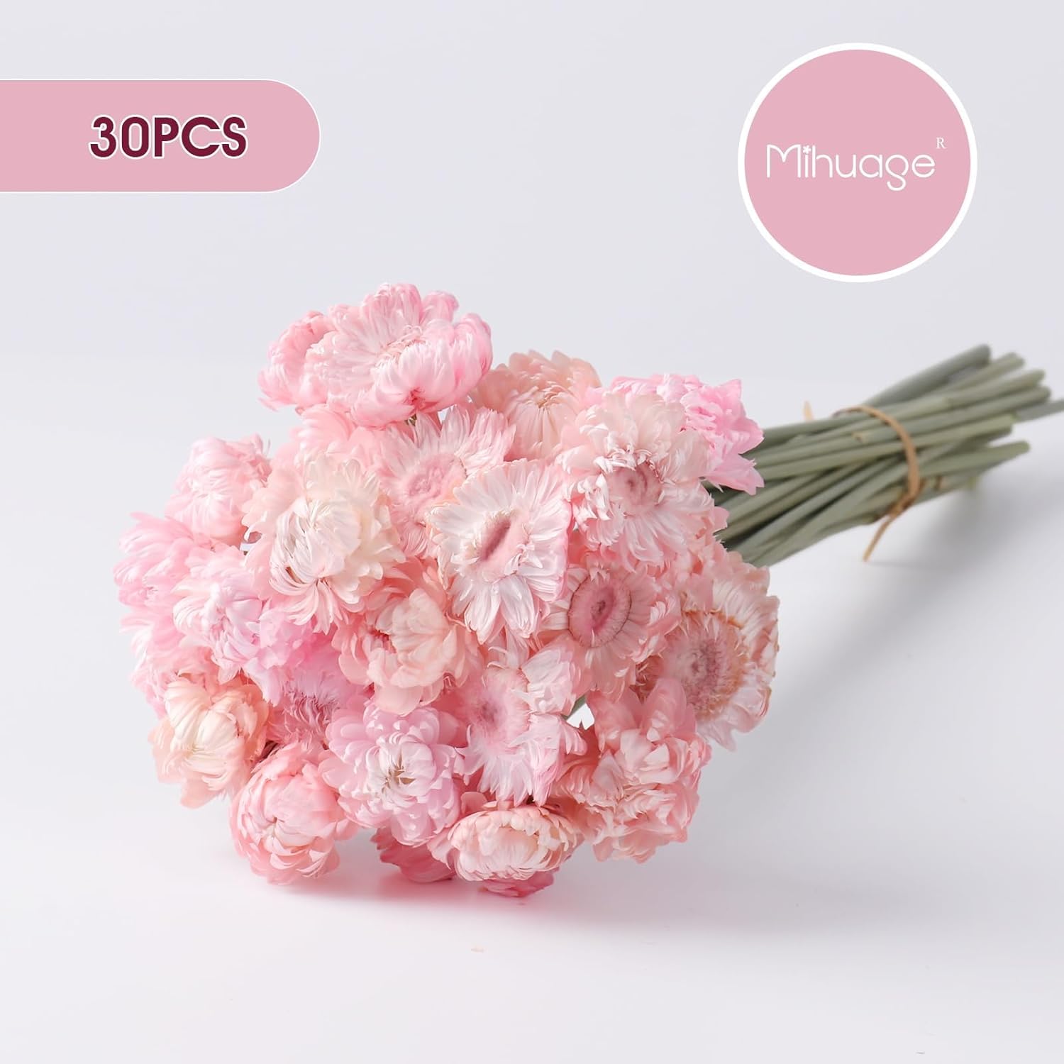 Dried Flower 30PCS Daisy Bouquet Preserved Chrysanthemum Dry Flower for Vase Home décor Party DIY Arrangement Wheat Straw Bulk (Light Pink) - Image 5