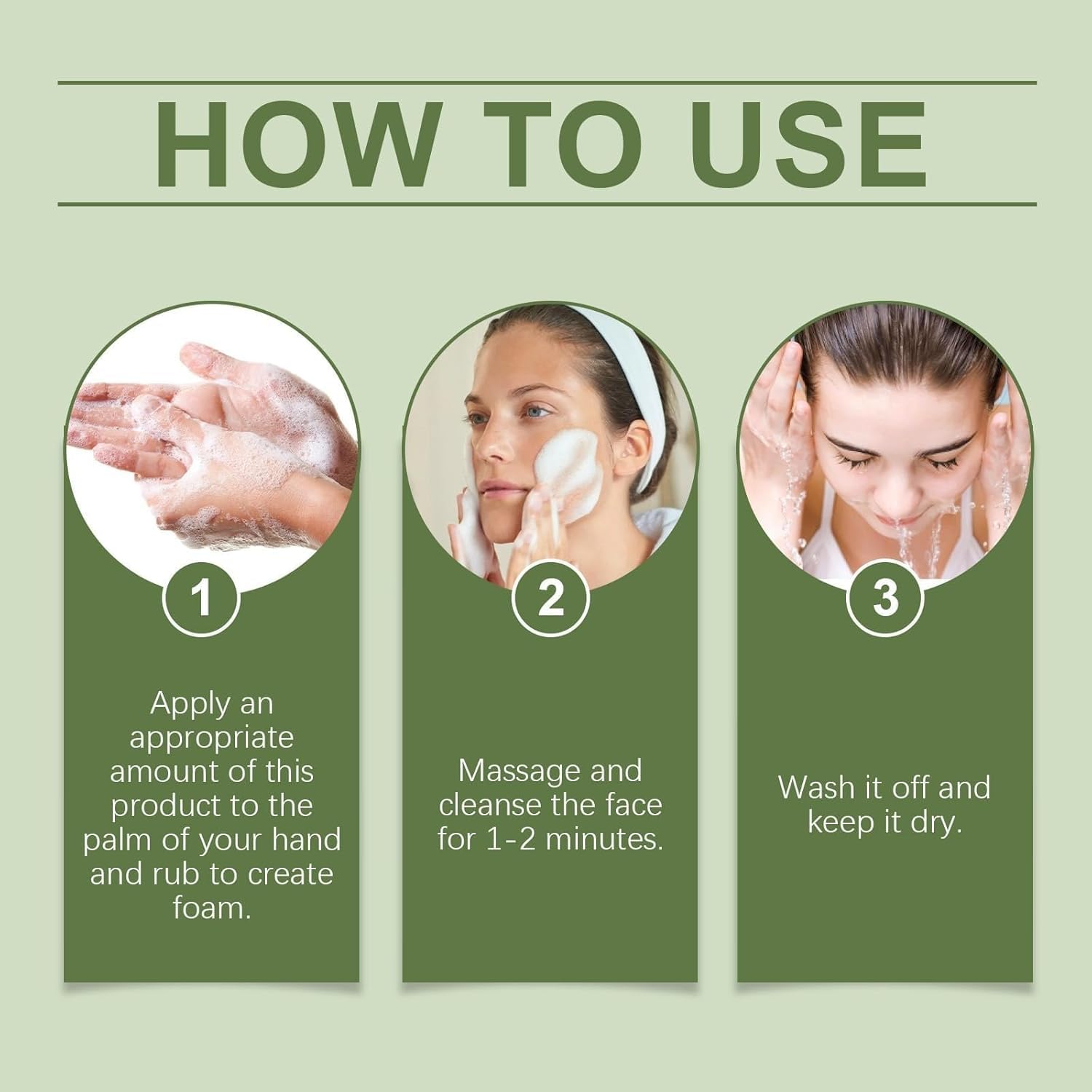 Schiuma detergente bilanciata per fagioli mung Detergente per il viso a pori profondi Esfoliante delicato Detergente per il viso idratante lenitivo per tutti i tipi di pelle (1Pezzo)