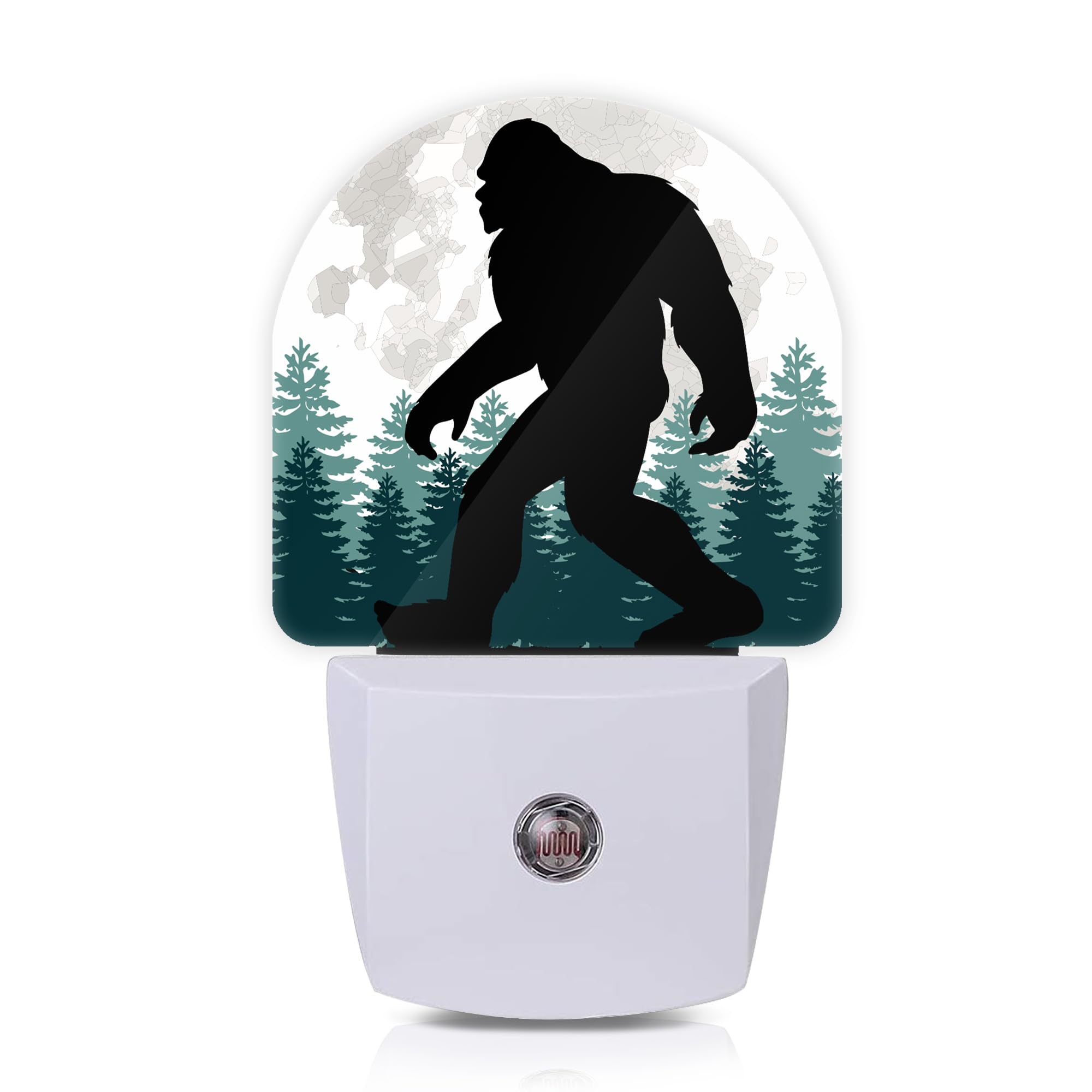 Bigfoot Forest Moon Night Lights Plug into Wall for Girls Boys Room,Night Light LED Lamp Dusk to Dawn Sensor Round Lamp for Bedroom Bathroom Hallway Home Wall Decor Nightlight