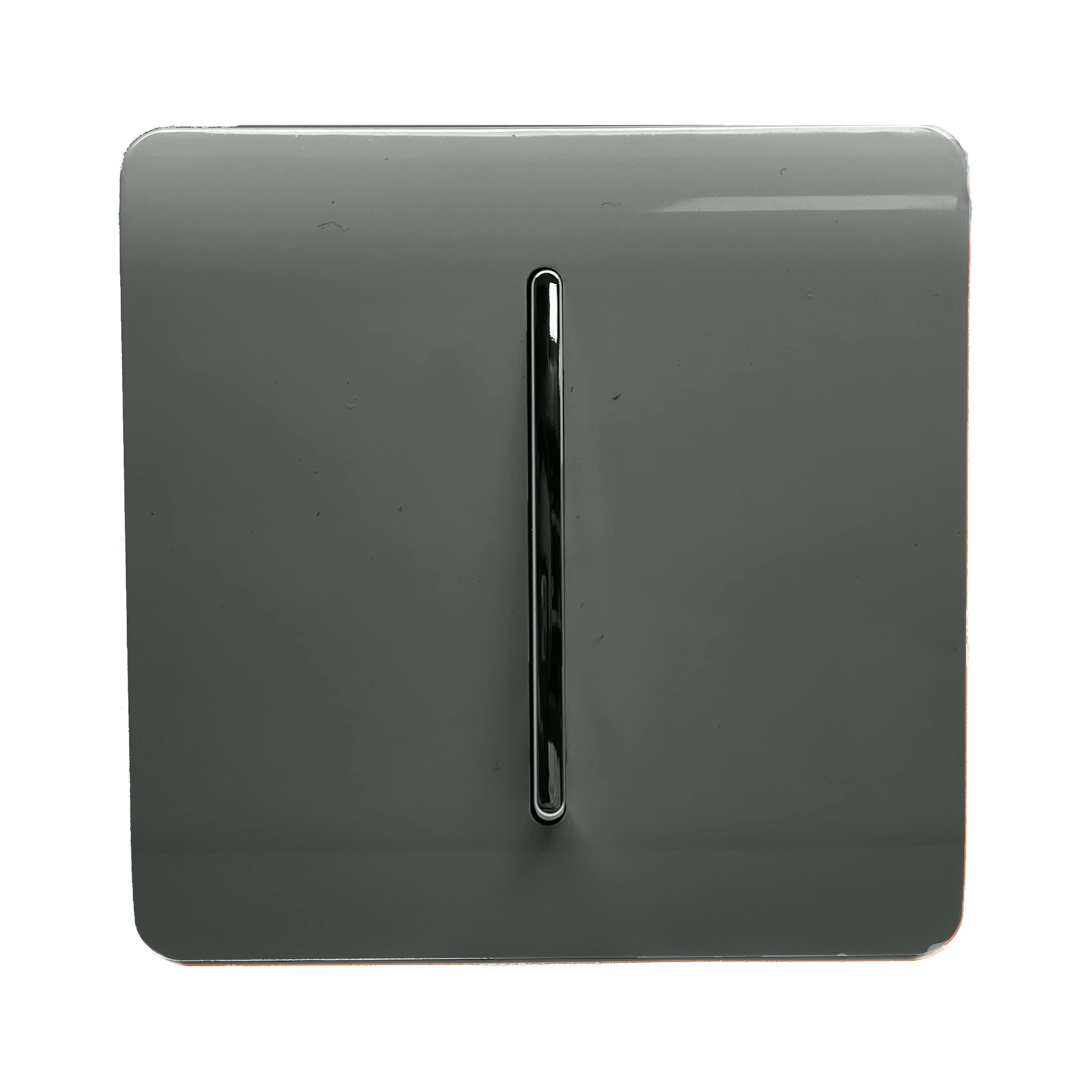 Trendi Switch Charcoal Trendi 1 Gang 2 Way 240V Screwless Raised Front Plate Plastic Artistic Modern Glossy 10 Amp Chrome Rocker Single Electrical Wall Light Switch Grey - Art-Ss2ch