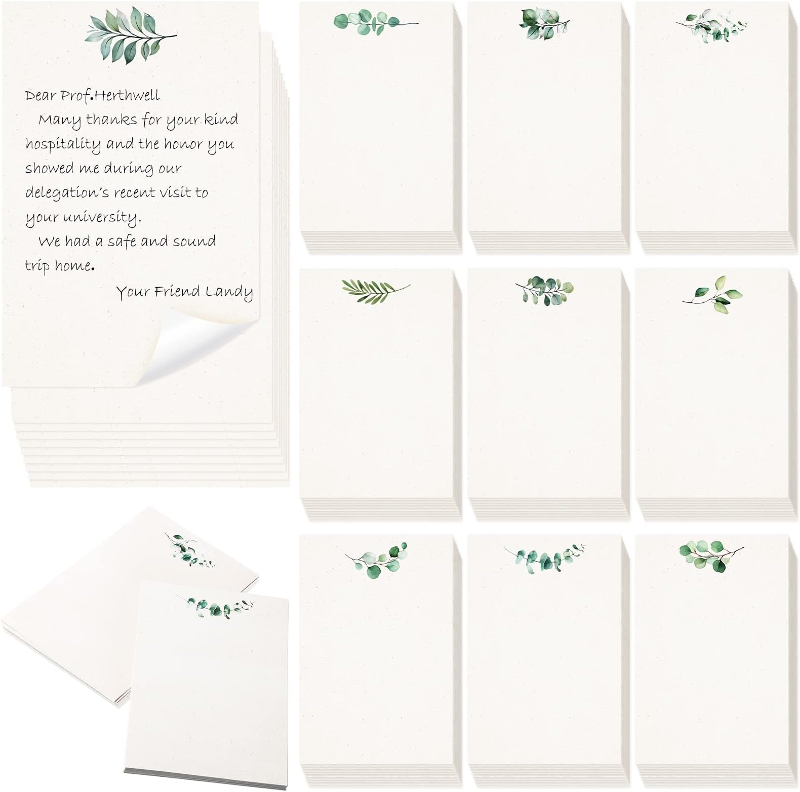 100 Pcs Greenery Note Cards 4x6in, Eucalyptus Leaves Blank