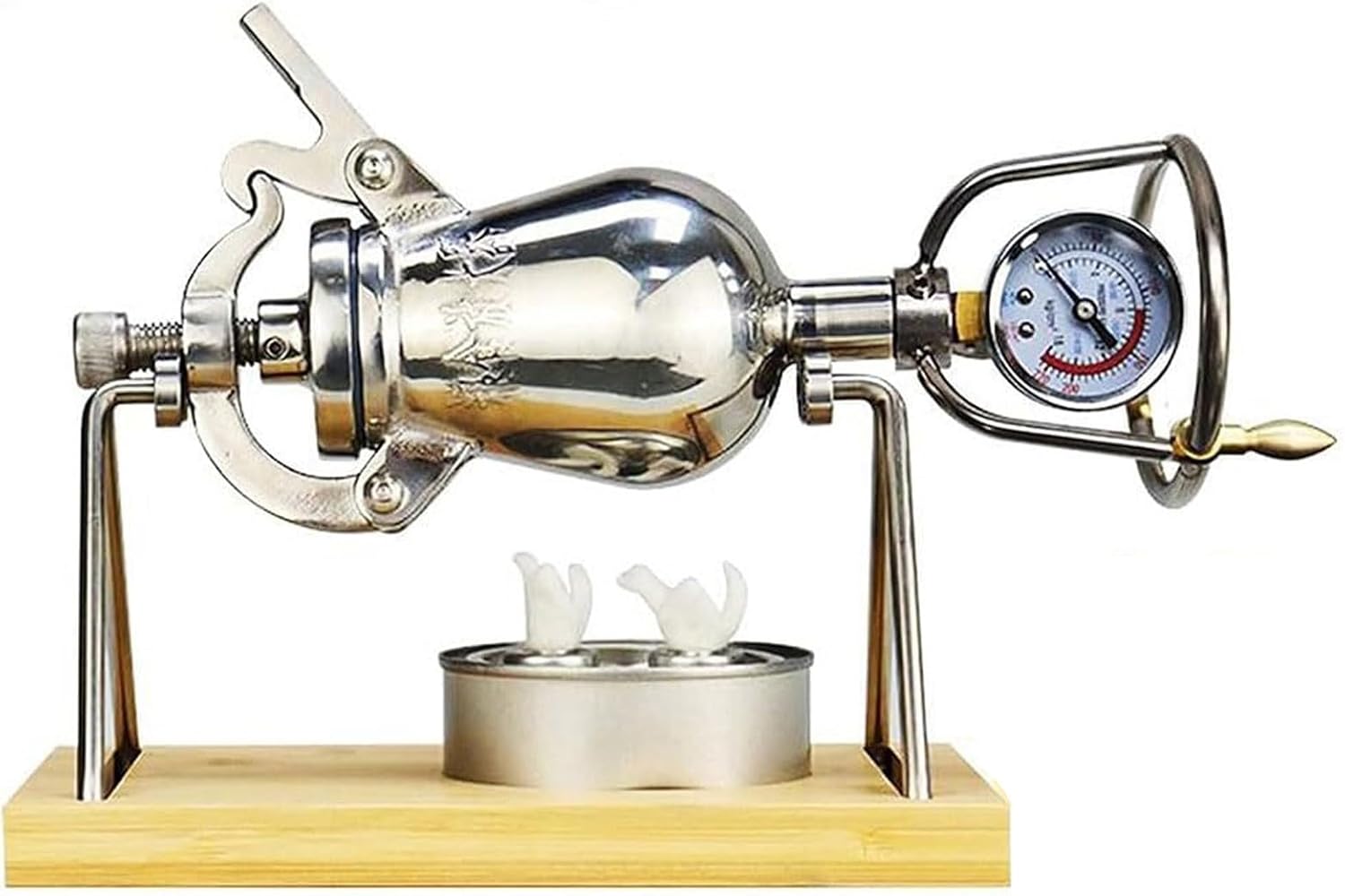 High Pressure Popcorn Maker Machine, 304 Stainless Steel Chinese Popcorn Cannon, Home Small Hand Pop-Corn Popper for Adult(338ml)