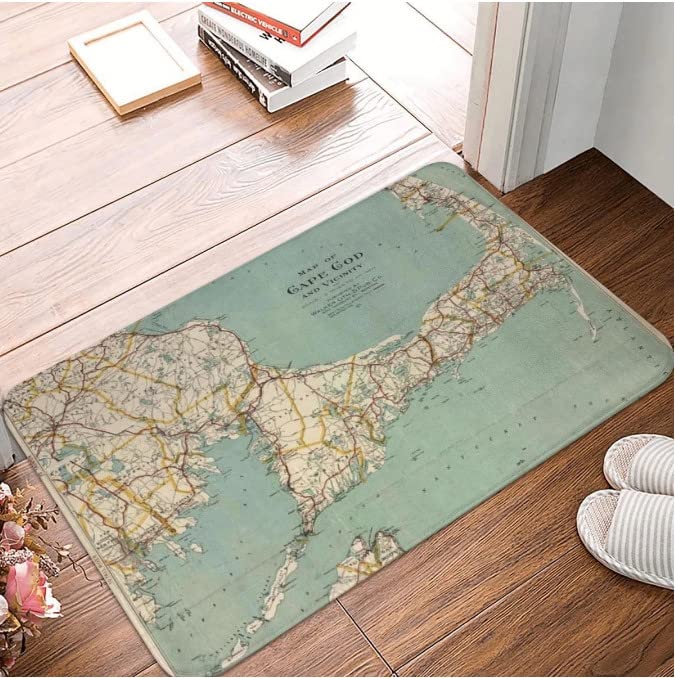 SMILEFUNCape Cod Map Doormat Carpet Mat Rug Polyester Anti-slip Floor Decor Bath Bathroom Kitchen Living Room washable