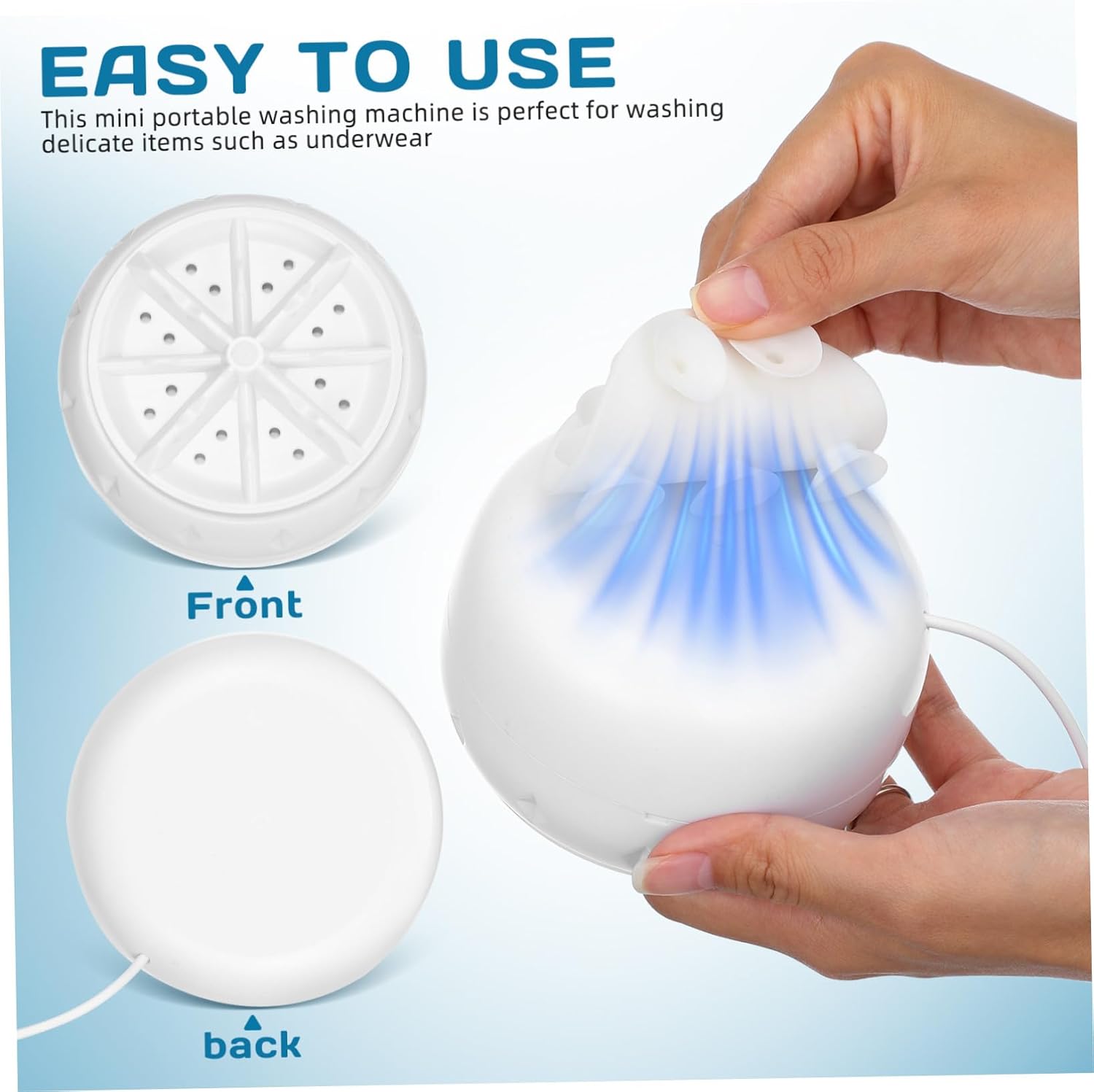 TIDTALEO Portable Ultrasonic Turbine Washing Machine Mini USB Portable Washer for Home Travel Rv Apartment Underwear and Small Clothes Cleaning