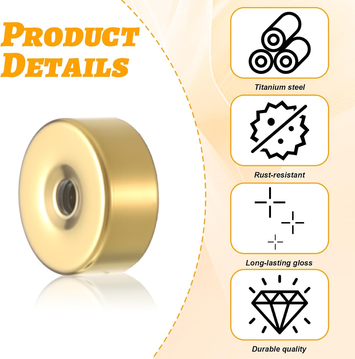 10 PCS Flat Earring Back, Gold Metal Flat Backs for Earrings Flats Screw on Earrings Back Flatbacks Replacement Security Screw Backs to Prevent Earring for Studs Women Men Ear Piercing - Image 3