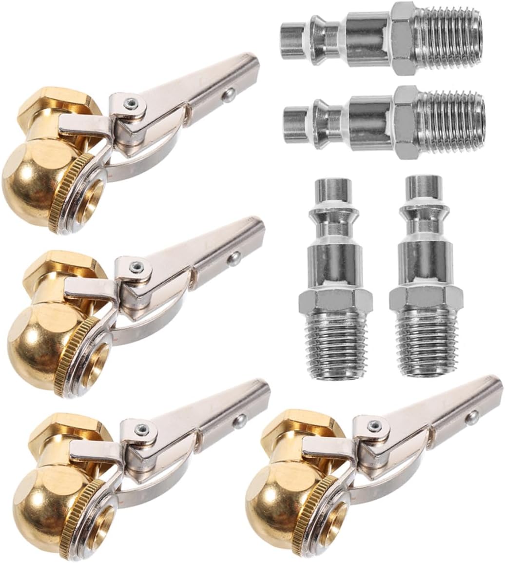 Veemoon 2 Set Locking Tire Air Chuck 1/4 Npt Aluminum Alloy Copper