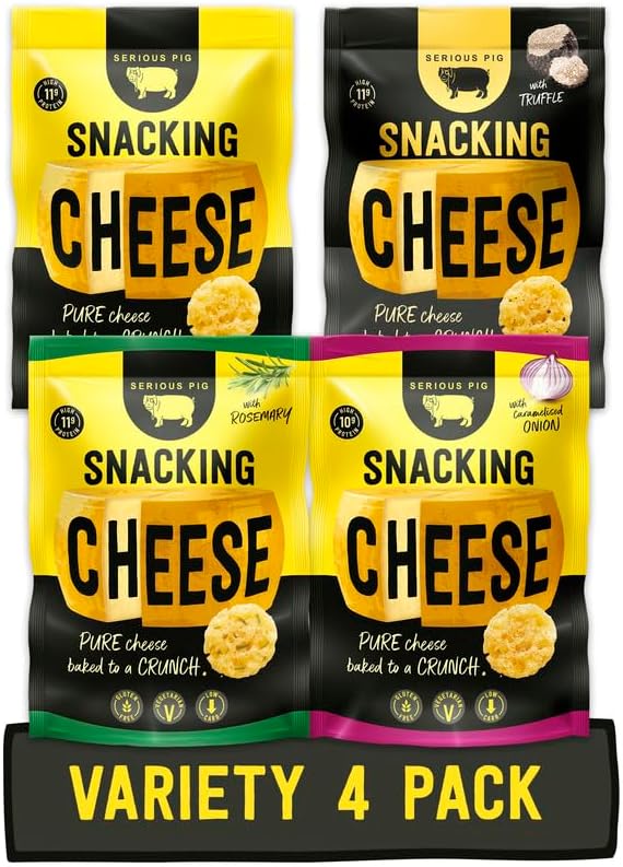 Snacking Cheese Variety Pack, Classic Rosemary Truffle Caramelised Onion Flavours (4 x 24g)