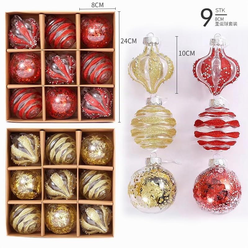 Weihnachtskugeln, Champagner Weihnachtskugeln 9Pcs 8cm Weihnachtskugel Bunte Kugel Geschenk Baum Dekoration Anhänger für Weihnachtsbaum Urlaub Girlande Dekor Ornamente (Weiß)