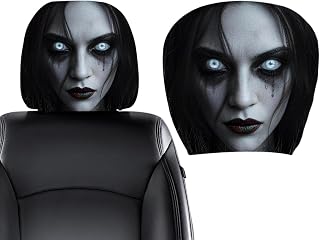 Scary Headrest Covers for Cars Funny Halloween Universal Elastic | Ghost Face Seat Protector Cover for Truck Van Suv Taxi Commuting Automotive