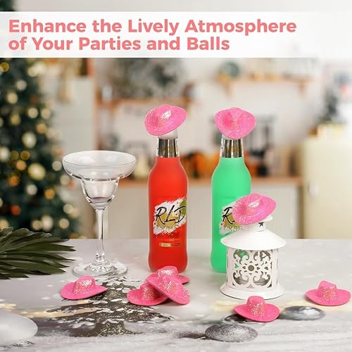 Miniatura 5 de Homaisson 12 piezas de sombrero de vaquera espacial para decoración de fiesta, mini sombrero de vaquera disco holográfico espacial, suministros de