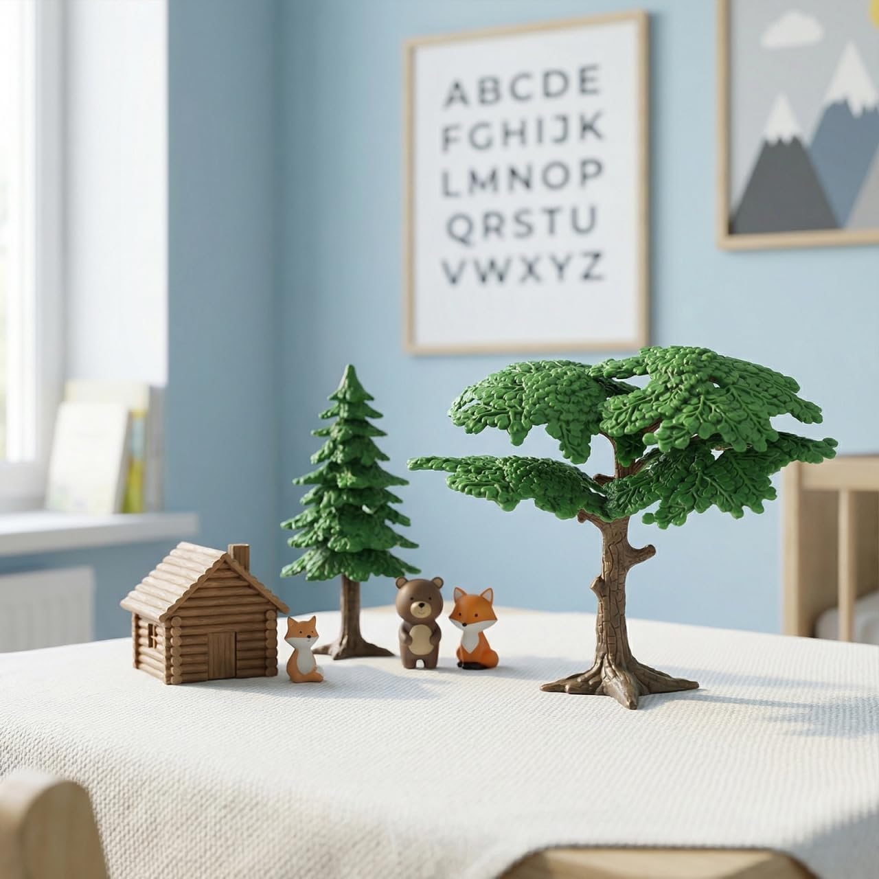 Tofficu Mini Landscape Tree Model Set 3 Pieces Pine Cypress for Diorama Model Train Scenery Home Office Decor 4.13X3.74X1.96 Inches