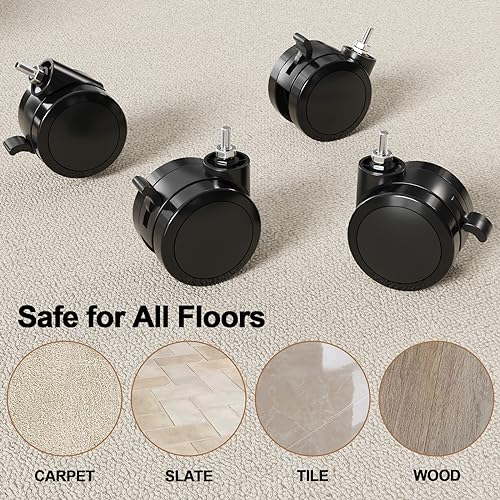 Joy Worker JW-WH-B Lockable Stem Caster Wheels Set Of 4, Metric M8 Nylon Threaded Swivel Caster thumb #7