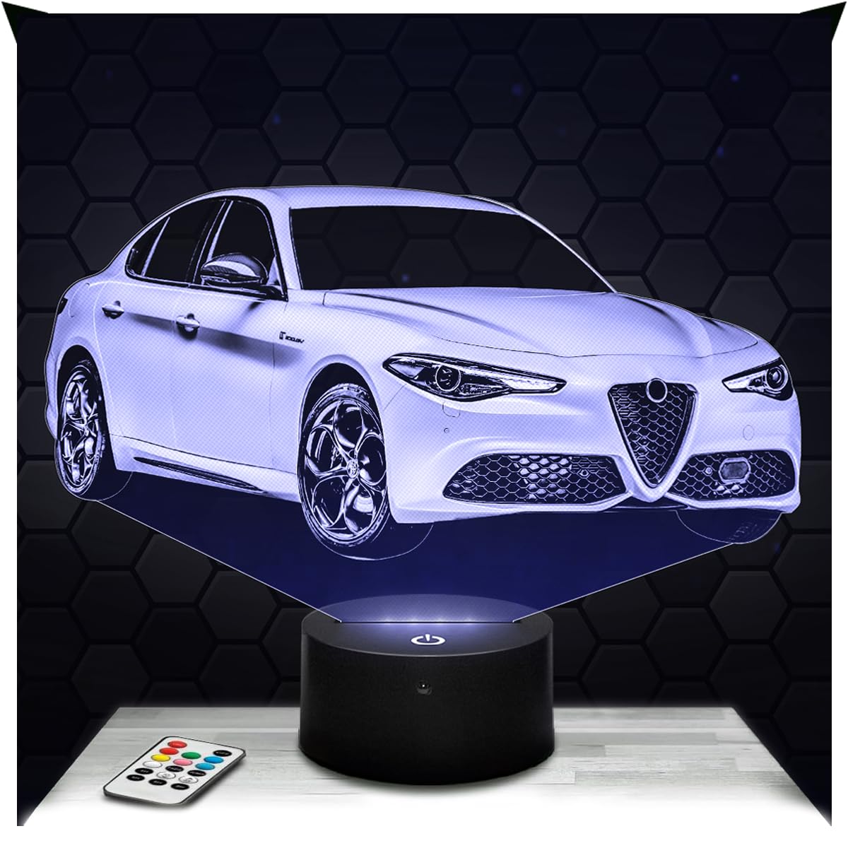 Lampephoto.fr - 3D Lamp GUI llia Italian Car Automobile, Touch LED Night Light, 3D Hologram Effect, Christmas Birthday Gift Idea for Men, Bedroom Decoration Object