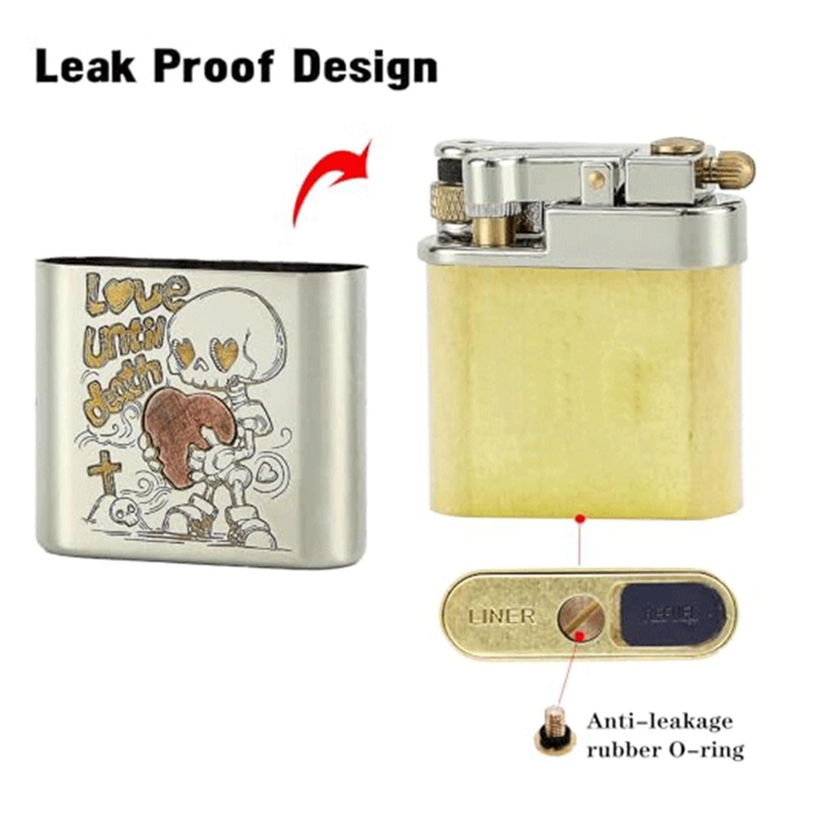 Encendedor de queroseno, latón vintage, grabado de doble cara, diseño de metal recargable, para hombres, papá, marido, elegancia y funcionalidad combinadas