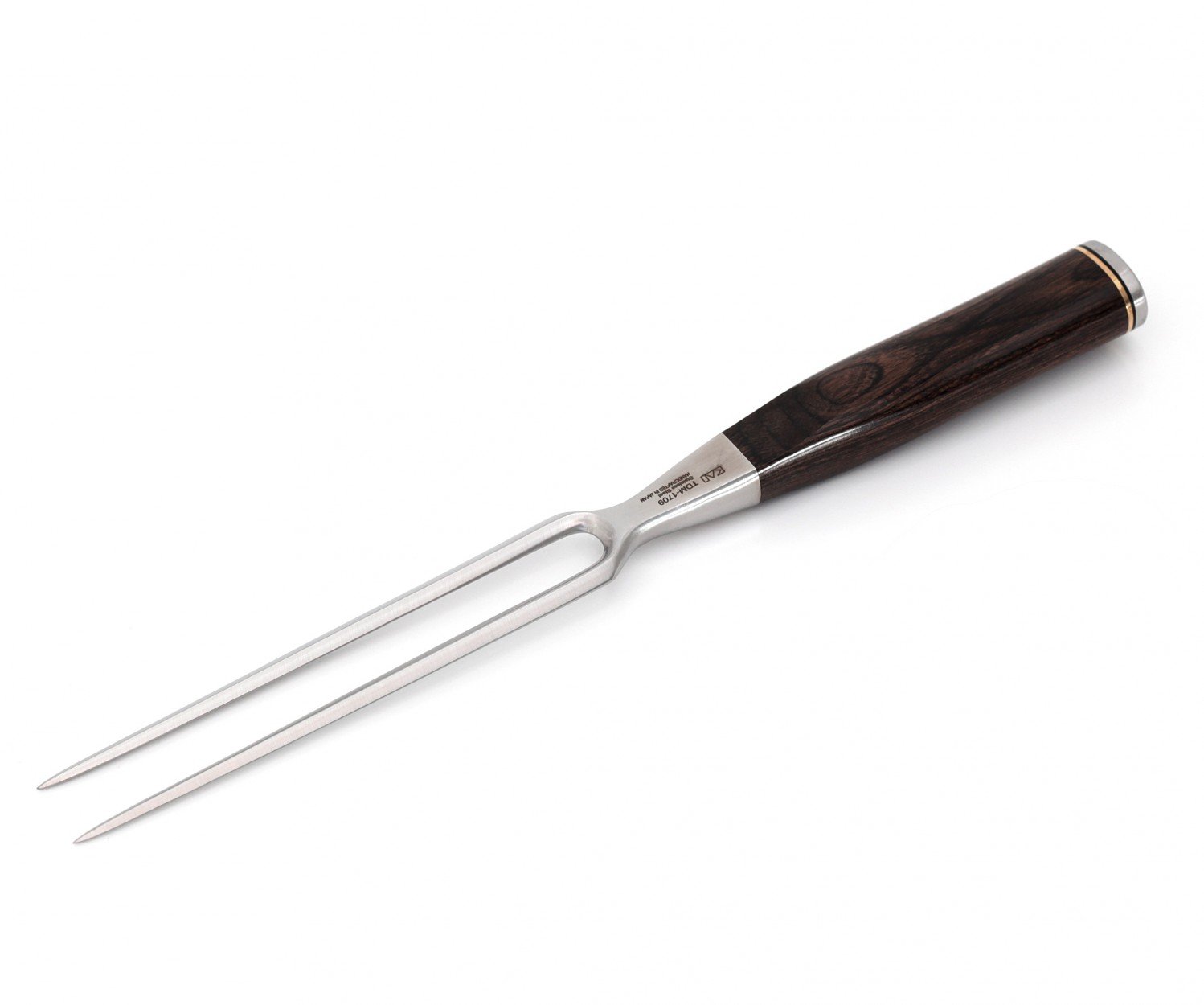 KAI Shun Premier Tim Mälzer forchetta per carne giapponese 16,5 cm denti - acciaio inossidabile di alta qualità e resistente alla corrosione - legno Pakka con venature marrone medio - Made in Japan