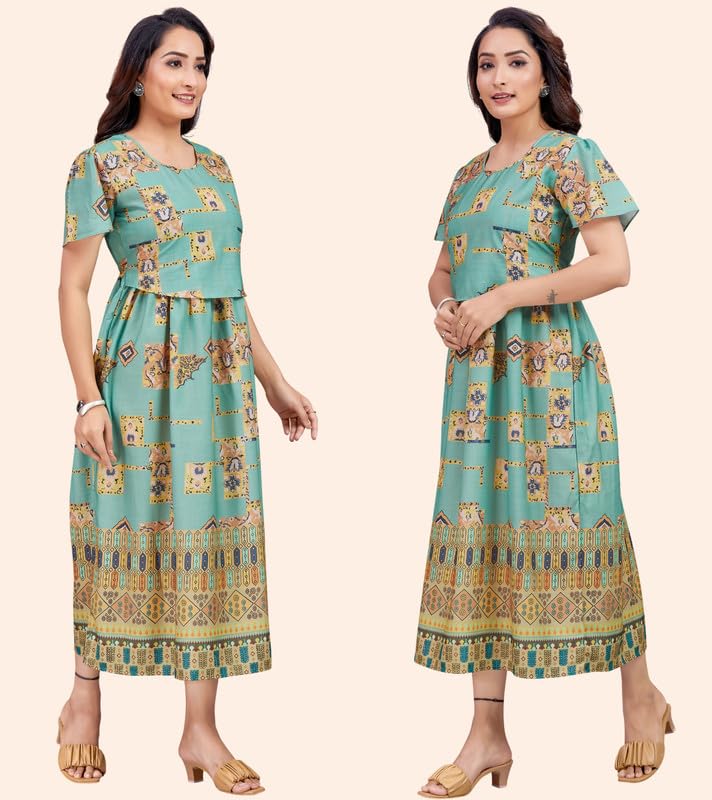 Image of RITIJYA Zipless Feeding Kurtis & Dresses for Women | Zipless Maternity Wear Gown Pregnancy Dress for Nursing Mothers | Viscose Rayon | Stylish & Comfortable | S to 4XL | Washable & Durable
