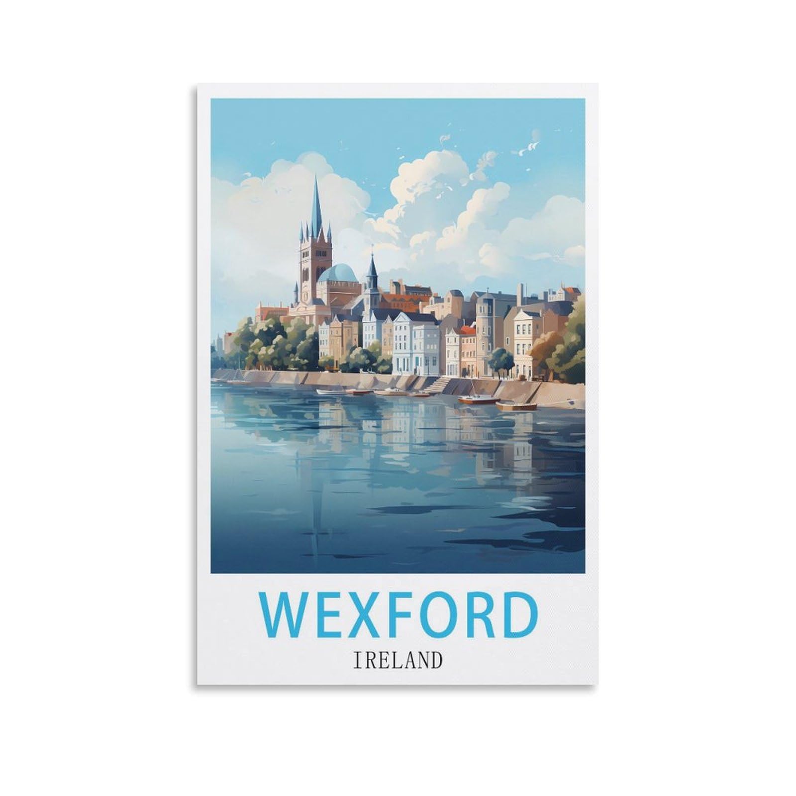Lhjoiun Unframe-Style Wexford Ireland Vintage Travel Posters 12X18inch(30X45cm) Art Canvas Print For Living Room Bedroom Home Decoration Modern Art